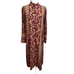 Vintage 2uves Slow Clothes Italy Button-Down Dress OSFM Burgundy Boho